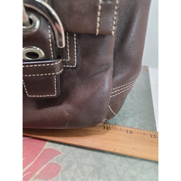 Vtg Coach Soho Luxury Satchel Purse Brown C0GZ-8A09 Double Handle Buckle Pockets - Picture 5 of 15